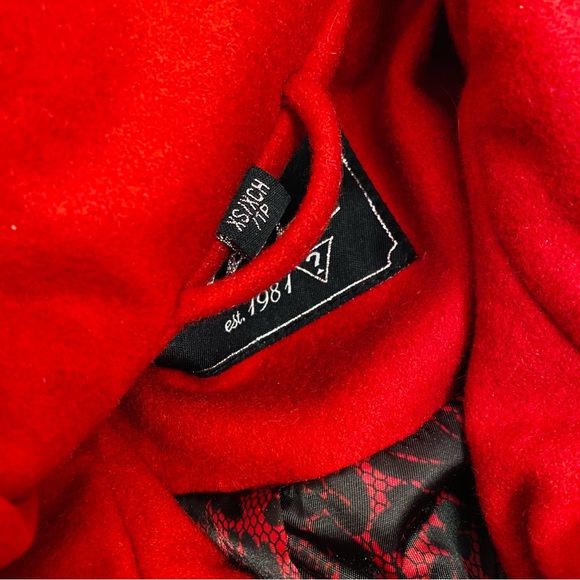 Nwt NEW Guess Red Wool Coat XS Button up winter pea tie belted peacoat jacket - Picture 13 of 15